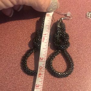 Wire gunmetal knotted chain earrings